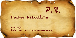 Pecker Nikodém névjegykártya